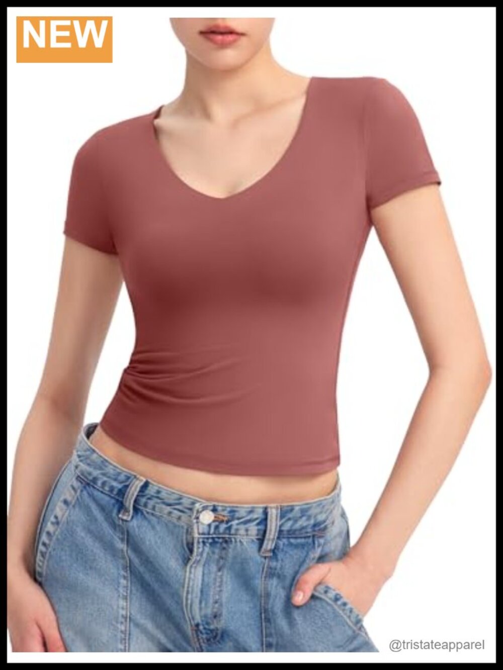 Women's V Neck Short Sleeve Slim Fit Going Out Top Sexy Basic Tee